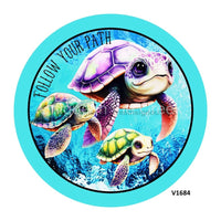Thumbnail for TURTLES / OCEAN FOLLOW YOUR PATH OCEAN EVERYDAY 10.5" Vinyl Wreath Sign - UTIC-VINYL-V1684