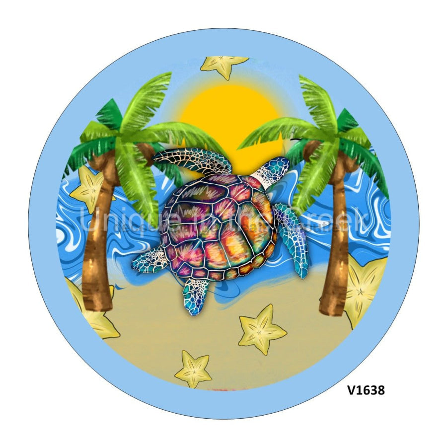 TURTLES / PALM TREES SUMMER EVERYDAY 10.5" Vinyl Wreath Sign - UTIC-VINYL-V1638