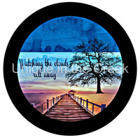 Thumbnail for WATCHING THE CLOUDS ROLL AWAY LAKE SUNSET EVERYDAY 10.5" Vinyl Wreath Sign - UTIC-VINYL-V1237