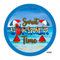Thumbnail for WATERMELON / BEACH UMBRELLAS RED/WHITE/BLUE SUMMER PATRIOTIC USA 10.5" Vinyl Wreath Sign - UTIC-VINYL-V1682