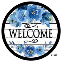 Thumbnail for WELCOME BLUE FLOWERS VINTAGE EVERYDAY 10.5" Vinyl Wreath Sign - UTIC-VINYL-V1395