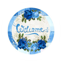 Thumbnail for WELCOME BLUE ROSE FLORAL EVERYDAY 10.5" Vinyl Wreath Sign - UTIC-VINYL-V1124
