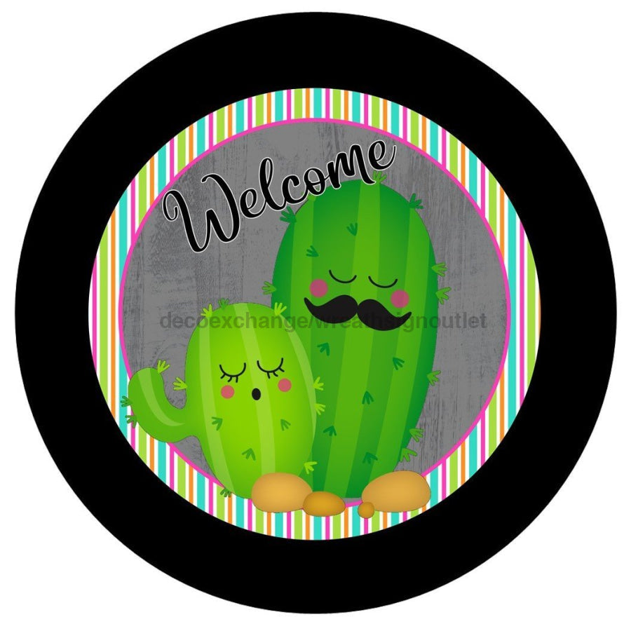 WELCOME CACTUS EVERYDAY SUMMER 10.5" Vinyl Wreath Sign - UTIC-VINYL-V656