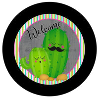 Thumbnail for WELCOME CACTUS EVERYDAY SUMMER 10.5" Vinyl Wreath Sign - UTIC-VINYL-V656
