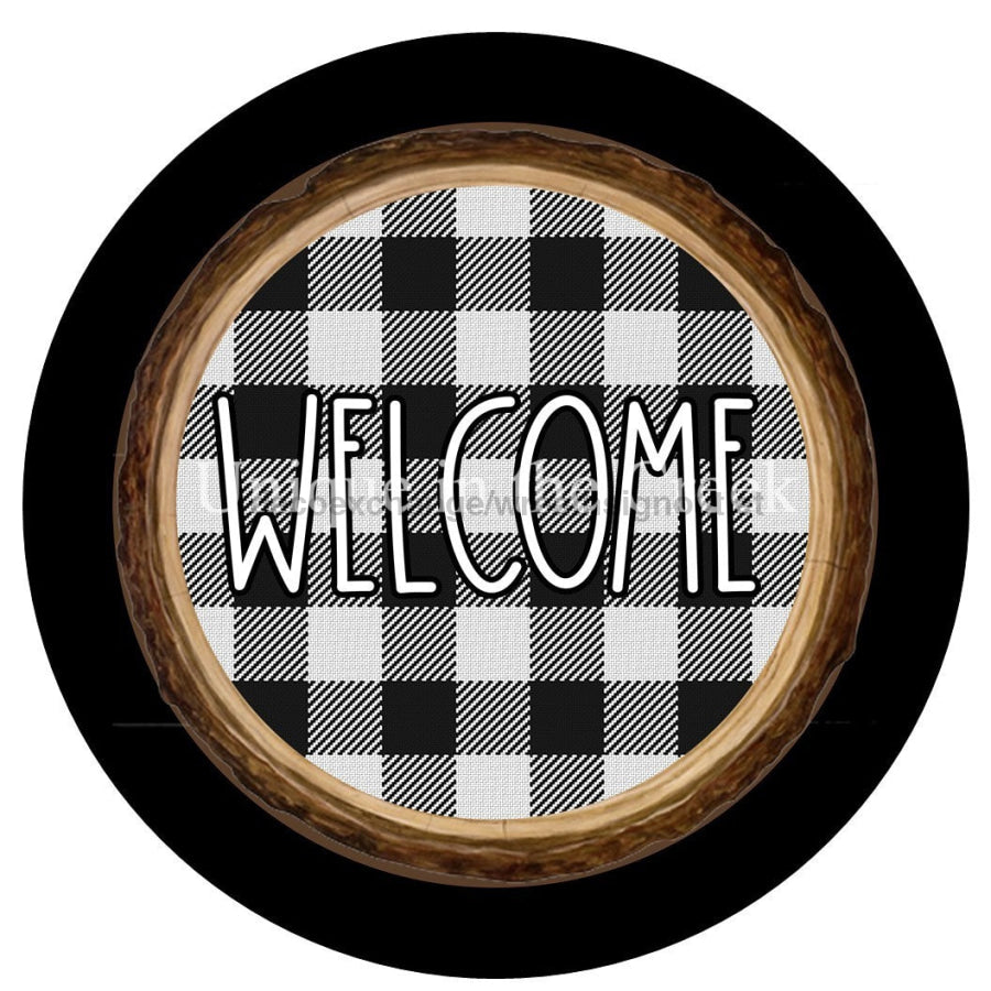 Welcome Check Winter Christmas 10.5" Vinyl Wreath Sign - UTIC-VINYL-V713
