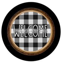 Thumbnail for Welcome Check Winter Christmas 10.5" Vinyl Wreath Sign - UTIC-VINYL-V713