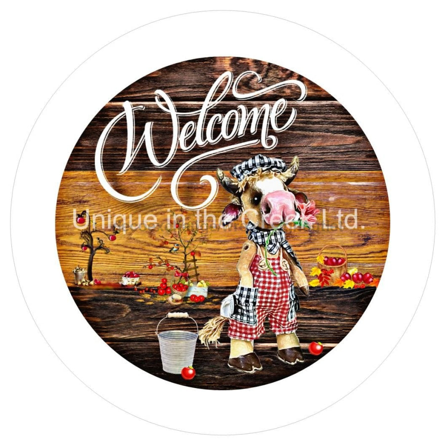 WELCOME COW FARMHOUSE EVERYDAY 10.5" Vinyl Wreath Sign - UTIC-VINYL-V1129