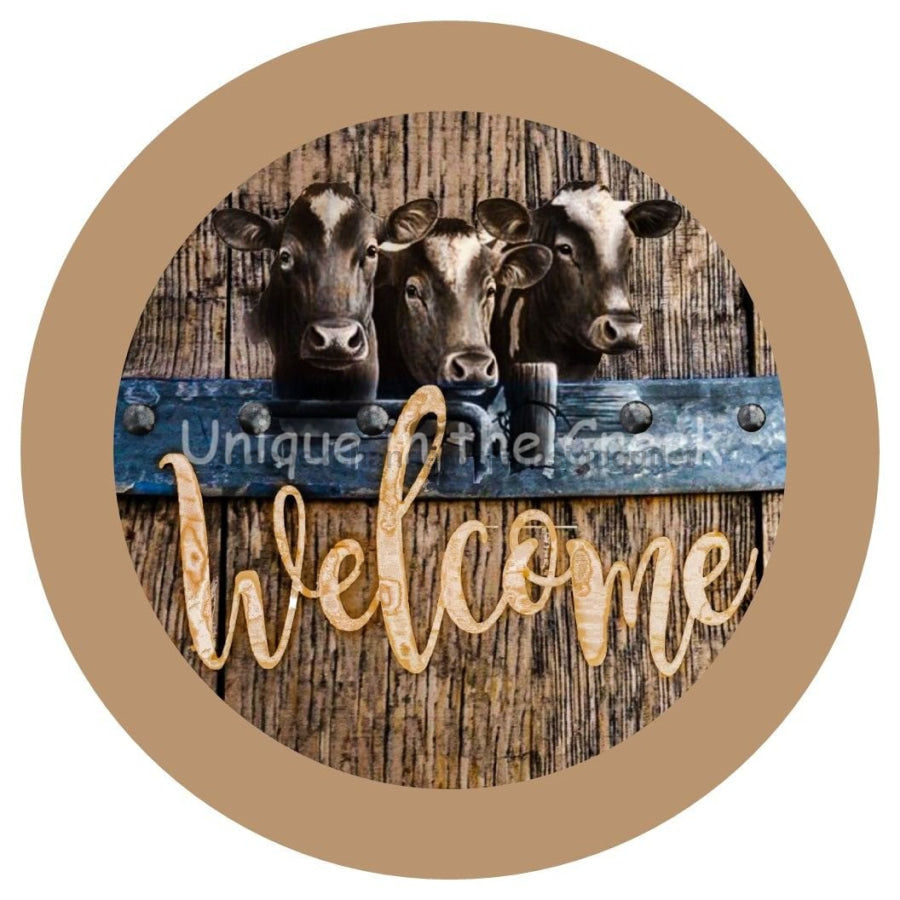 WELCOME COWS EVERYDAY 10.5" Vinyl Wreath Sign - UTIC-VINYL-V1050