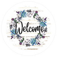 Thumbnail for WELCOME FLORAL RING COTTON EVERYDAY 10.5" Vinyl Wreath Sign - UTIC-VINYL-V1056