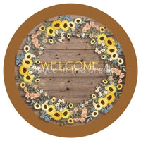 Thumbnail for WELCOME FLORAL RING SUNFLOWER EVERYDAY 10.5" Vinyl Wreath Sign - UTIC-VINYL-V1070