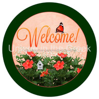 Thumbnail for WELCOME FLOWERS FOLIAGE BUTTERFLY EVERYDAY 10.5" Vinyl Wreath Sign - UTIC-VINYL-V1259