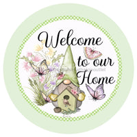 Thumbnail for WELCOME GNOME GREEN GINGHAM CHECK EVERYDAY 10.5" Vinyl Wreath Sign - UTIC-VINYL-V1079
