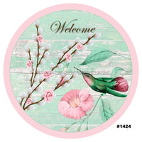 Thumbnail for WELCOME HUMMINGBIRD FLOWERS EVERYDAY SPRING 10.5" Vinyl Wreath Sign - UTIC-VINYL-V1424