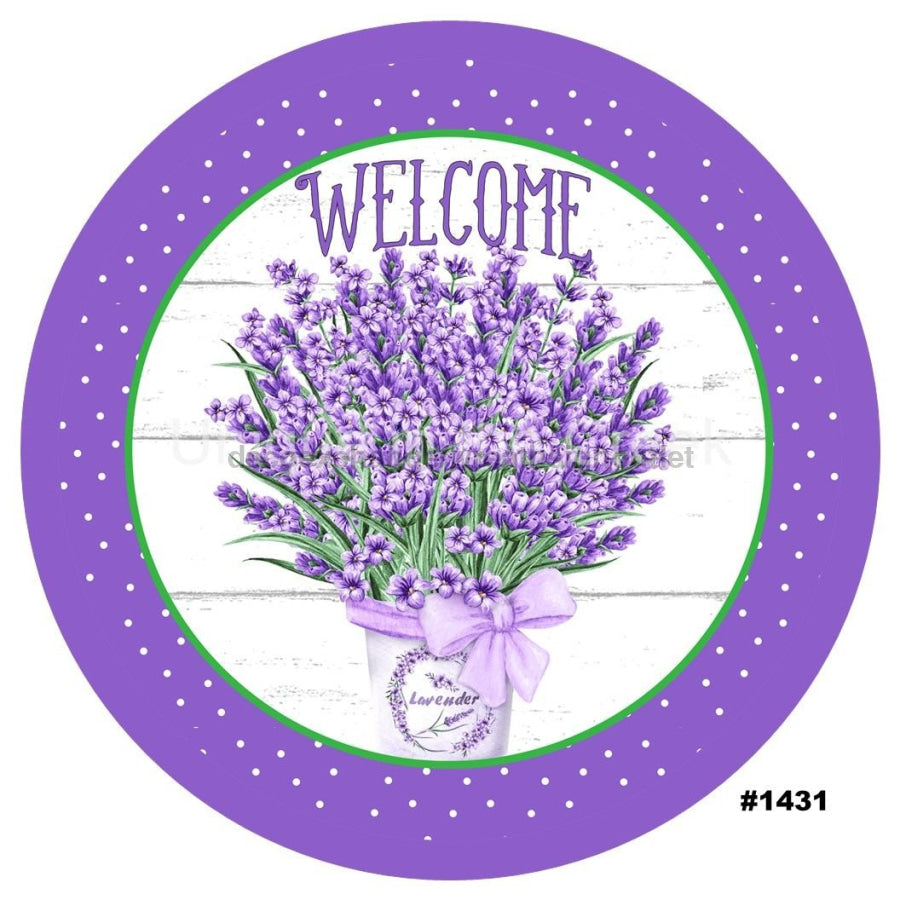 WELCOME LAVENDER LILAC SPRING SUMMER 10.5" Vinyl Wreath Sign - UTIC-VINYL-V1431