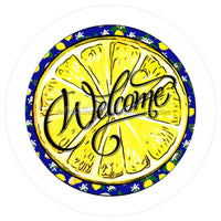 Thumbnail for WELCOME LEMON SUMMER SPRING EVERYDAY BLUE LEMON 10.5" Vinyl Wreath Sign - UTIC-VINYL-V1175