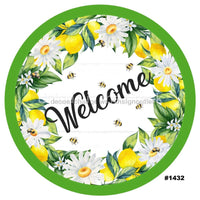 Thumbnail for WELCOME LEMONS BEES SPRING SUMMER DAISY 10.5" Vinyl Wreath Sign - UTIC-VINYL-V1432