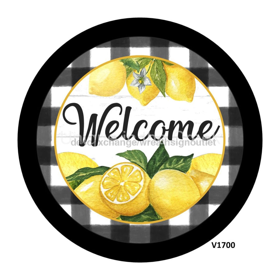 WELCOME LEMONS / CHECK SUMMER EVERYDAY 10.5" Vinyl Wreath Sign - UTIC-VINYL-V1700