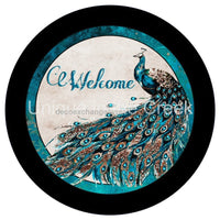 Thumbnail for WELCOME PEACOCK ELEGANT EVERYDAY 10.5" Vinyl Wreath Sign - UTIC-VINYL-V1215