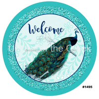 Thumbnail for WELCOME PEACOCK SPRING SUMMER 10.5" Vinyl Wreath Sign - UTIC-VINYL-V1495