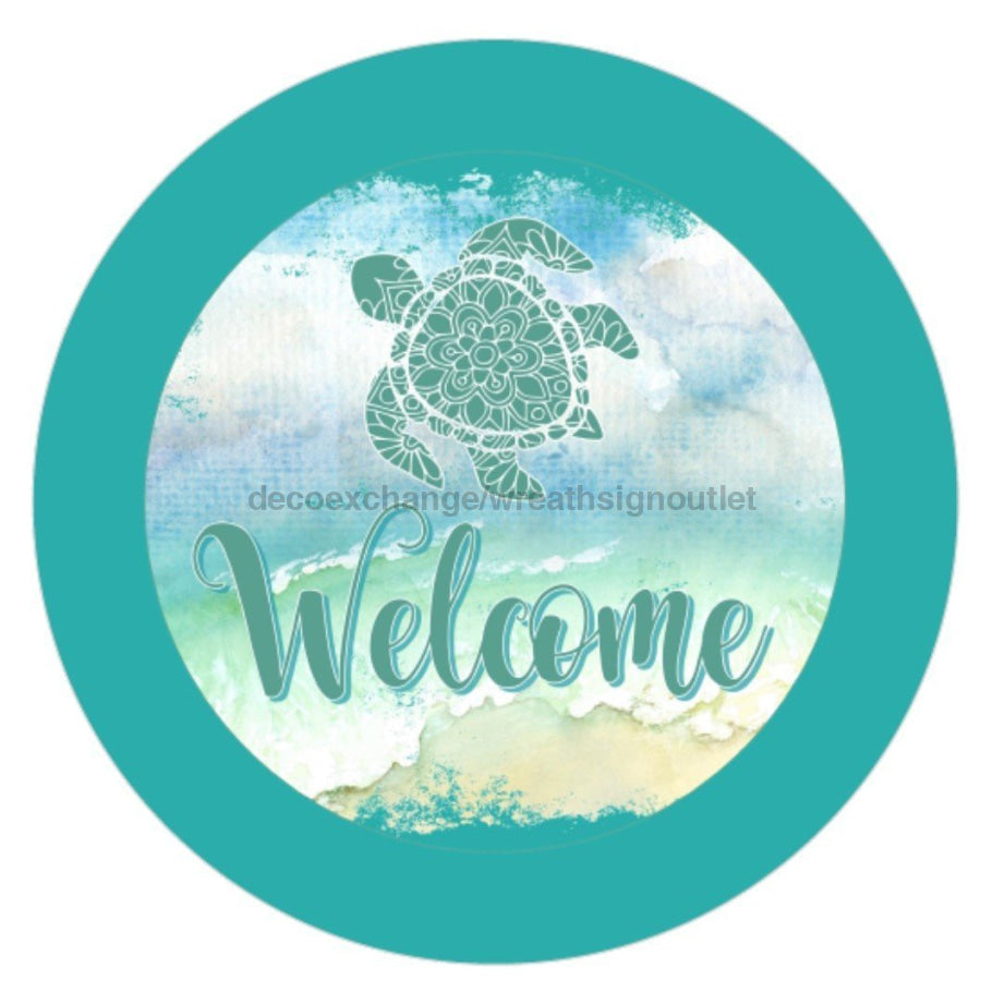 WELCOME SEA TURTLE SUMMER OCEAN SEA 10.5" Vinyl Wreath Sign - UTIC-VINYL-V632