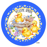Thumbnail for WELCOME SPRING CHICKS FLOWERS 10.5" Vinyl Wreath Sign - UTIC-VINYL-V1599