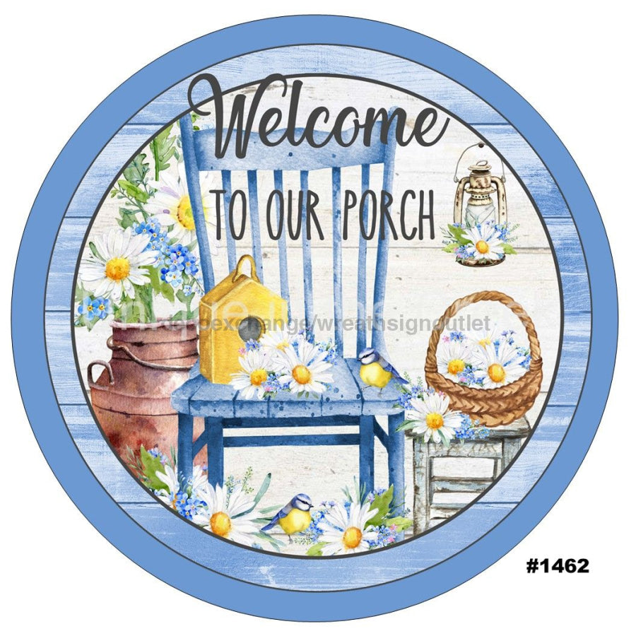 WELCOME TO OUR PORCH DAISY BEES SPRING SUMMER EVERYDAY 10.5" Vinyl Wreath Sign - UTIC-VINYL-V1462