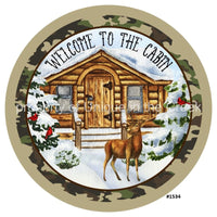 Thumbnail for Welcome to the Cabin Deer Camo Winter 10.5" Vinyl Wreath Sign - UTIC-VINYL-V1534