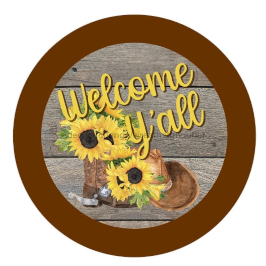 Welcome Y'all Autumn Fall 10.5" Vinyl Wreath Sign - UTIC-VINYL-V629