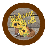 Thumbnail for Welcome Y'all Autumn Fall 10.5" Vinyl Wreath Sign - UTIC-VINYL-V629