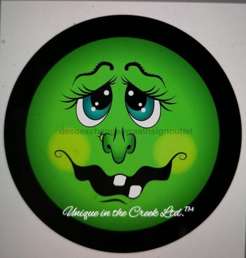 Witch Face Halloween Autumn Fall V512 10.5" Vinyl Wreath Sign - UTIC-VINYL-V512