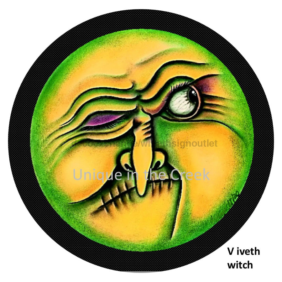 Witch Iveth Wright Halloween Fall Autumn 10.5" Vinyl Wreath Sign - UTIC-VINYL-VIvethWitch