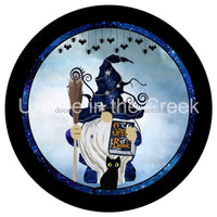 Thumbnail for WIZARD GNOME BLACK CAT SPELL BOOK AUTUMN FALL HALLOWEEN 10.5" Vinyl Wreath Sign - UTIC-VINYL-V1231