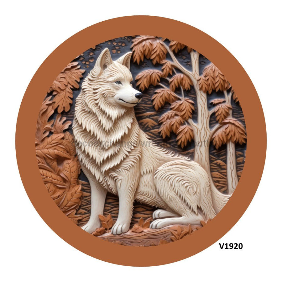 WOLF 3D LEATHER LOOK 10.5" Vinyl Wreath Sign - UTIC-VINYL-V1920