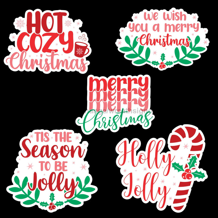 Shipping Stickers Christmas Bundle 1 Vinyl Wreath Sign - DECOESTICKER-009