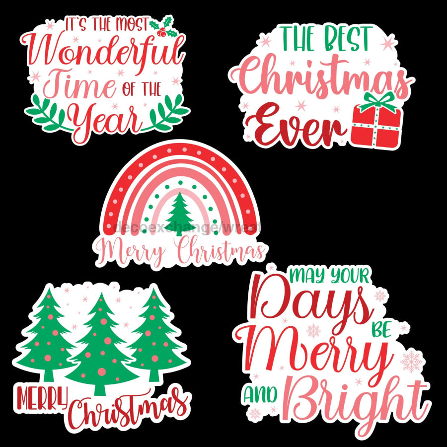 Shipping Stickers Christmas Bundle 1 Vinyl Wreath Sign - DECOESTICKER-009