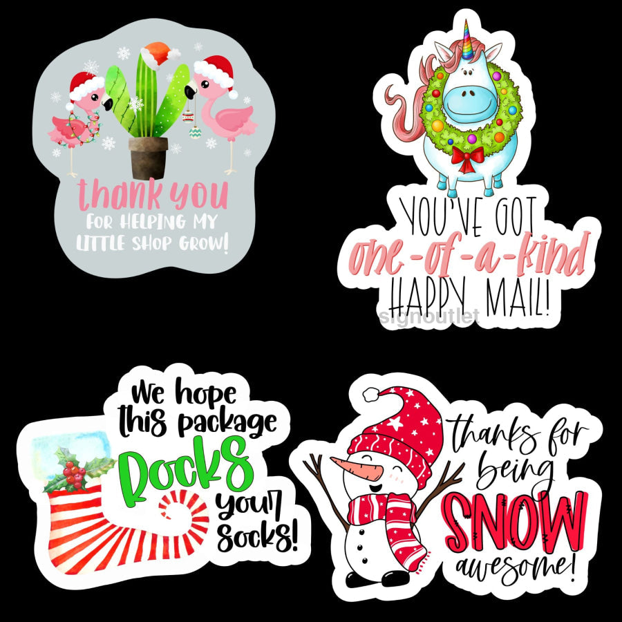 Shipping Stickers Christmas Bundle 3 Vinyl Wreath Sign - DECOESTICKER-011