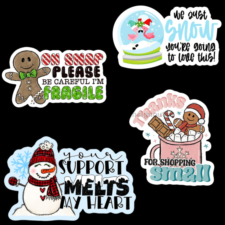 Shipping Stickers Christmas Bundle 3 Vinyl Wreath Sign - DECOESTICKER-011