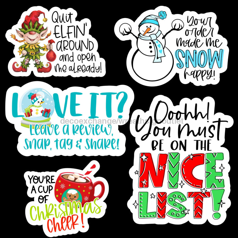 Shipping Stickers Christmas Bundle 3 Vinyl Wreath Sign - DECOESTICKER-011