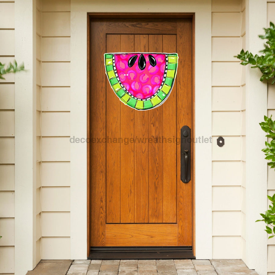 Watermelon Cut Bow Holes 22" Wood Door Hanger - DECOE-W-903441-DH