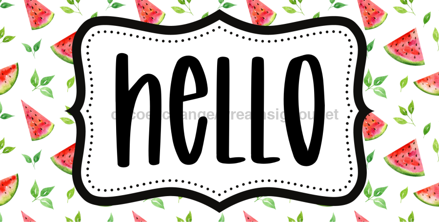 Watermelon Hello Sign Dco - 01432 For Wreath 6X12’ Metal