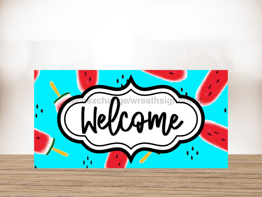 Watermelon Welcome 6x12" Metal Wreath Sign - DECOE-4240