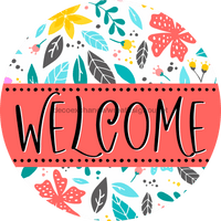 Thumbnail for Welcome Door Hanger Sign Floral Decoe-4135-Dh 18 Wood Round