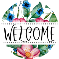 Thumbnail for Welcome Door Hanger Sign Floral Decoe-4138-Dh 18 Wood Round