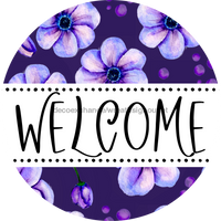 Thumbnail for Welcome Door Hanger Sign Floral Decoe-4139-Dh 18 Wood Round