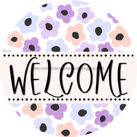 Thumbnail for Welcome Door Hanger Sign Spring Floral Decoe-4105-Dh 18 Wood Round