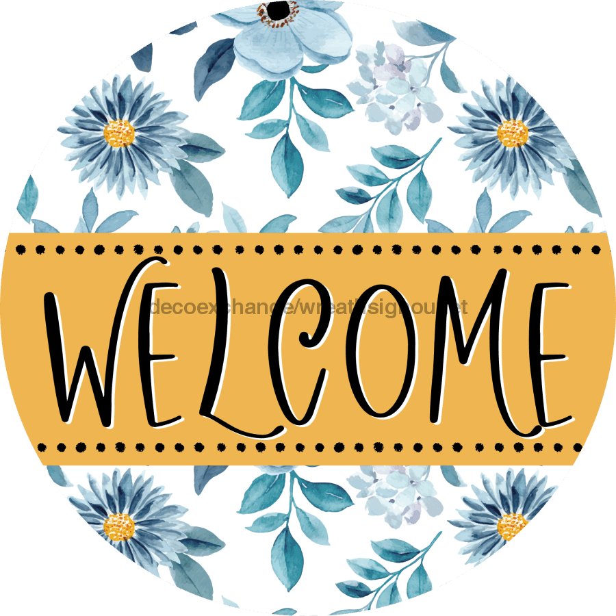 Welcome Door Hanger Sign Spring Floral Decoe-4116-Dh 18 Wood Round