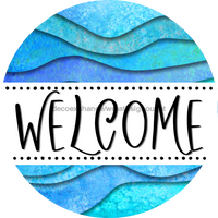 Thumbnail for Welcome Door Hanger Sign Waves Decoe-4127-Dh 18 Wood Round