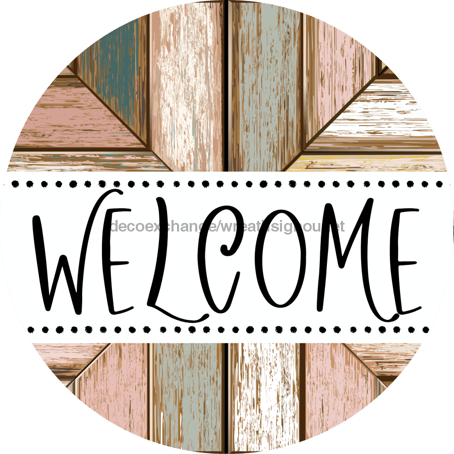 Welcome Door Hanger Sign Wood Stain Decoe-4144-Dh 18 Round