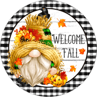 Thumbnail for Wreath Sign, Welcome Fall, Gnome Fall Sign, 10