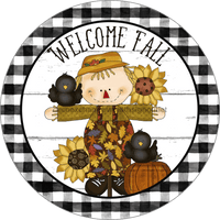 Thumbnail for Wreath Sign, Welcome Fall Sign, Scarecrow Sign, 10